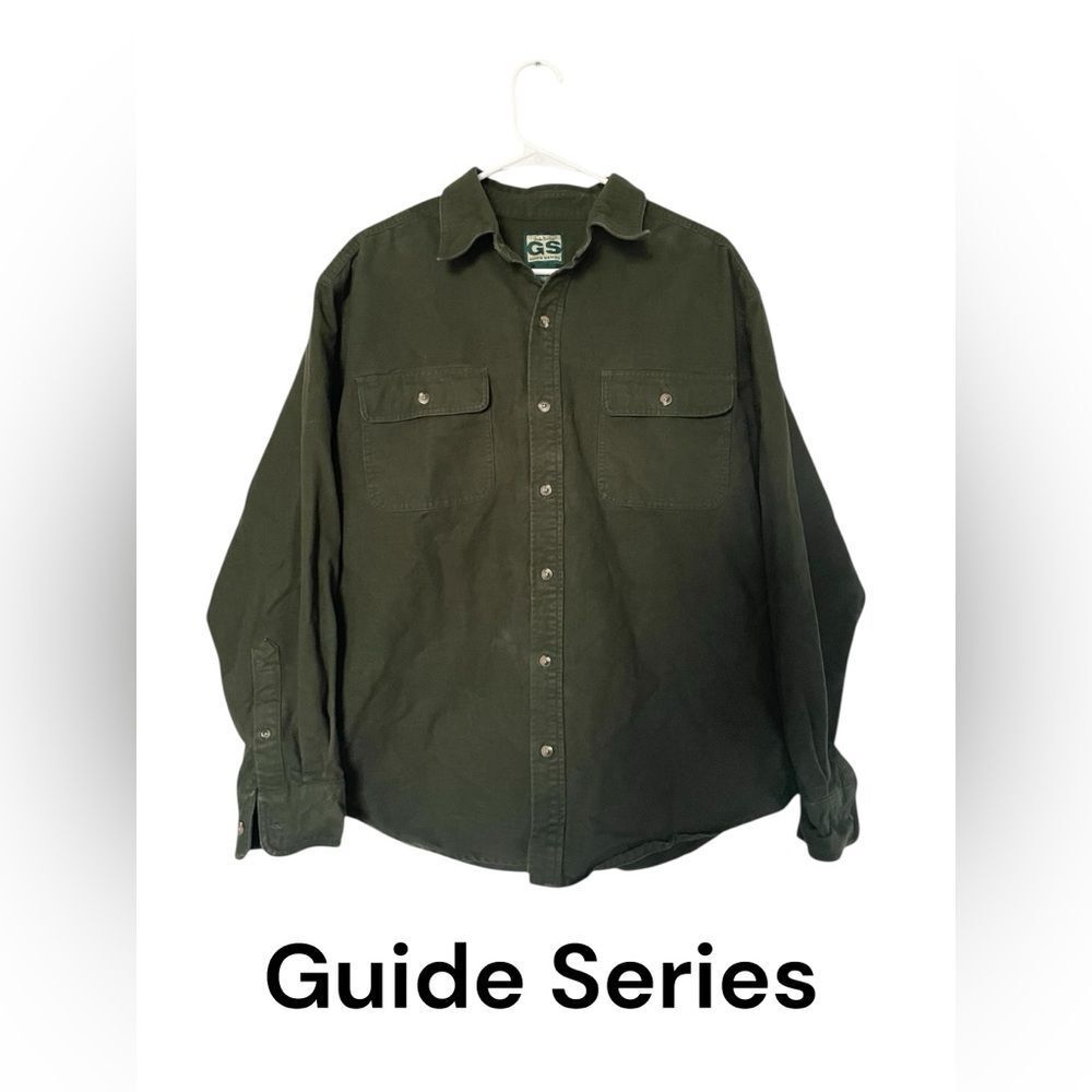 Guide Series Men’s Button Up Shirt Size S Green 100% Cotton Workwear Outdoor